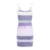 Casual Dresses 2024 Vintage Purple Stripe Print Long Fashion V-Neck Short Sleeve Strap Open Back Women's Sexy Mini Dress