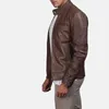 Vestes pour hommes Veste en cuir vintage marron véritable moto en peau de vache