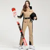GSOU SNOW Женский лыжный костюм Теплая спортивная рабочая одежда на открытом воздухе Водонепроницаемые эластичные брюки для снега Зимнее пальто для сноуборда с брюками 240122