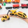 11Type Electric Train Set Locomotive Magnetic Car Diecast Slot Fit All Brand Biro Wooden Train Track Railway Educational toys 240131