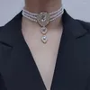 Choker Personality Baroque Multilayers Pearl Wedding Alloy Korean Style Rhinestone Pendant Women Necklace Jewelry Accessories