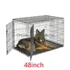 Dog Carrier Folding Cage Houses Kennels Accessories 2 Doors Wire Pet Crate Cat Suitcase 48Inch Drop Delivery Home Garden Supplies Dhne9