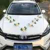 Decorative Flowers Artificial Flower Wedding DIY Car Bridal Decoration Door Handle Ribbons Silk Corner Galand With Tulle Gift Set