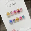 Faux ongles à la main mignon presse sur court coréen kawaii adhésif réutilisable avec design artificiel ongles conseils art drop livraison santé beau otdk0