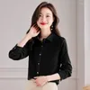 Blusas femininas francesas mulheres clássico único breasted blusa plus size solto manga longa camisa de pelúcia senhora simples cardigan tops roupas femininas