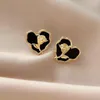 Boucles d'oreilles MUZHI véritable or 18 carats en forme de coeur en noir et blanc Style classique pur AU750 Rose Design bijoux fins cadeau pour les femmes