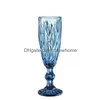 Wine Glasses European Style Embossed Champagne Stained Glass Beer Goblet Vintage Household Juice Drinking Cup Cocktail 150Ml Drop De Dhzif