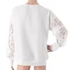 Women's Blouses Women Solid Color V-neck Shirt Lady Regular Fit Stylish Female Lace Patchwork For Spring/autumn