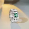 Bagues de cluster 2024 S925 Bague en argent sterling Femme Emerald Cut Européenne et américaine Full Diamond High Carbon