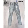 Designer Jeans Herren Skinny Jeans Desig 55 Farben Hosen Lange Hippop Aufkleber Stickerei Slim Denim Straight Streetwear Skinny Hosen Großhandel 29-38 Lila Jeans