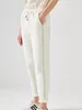 Pantalon femme 2024 côté perlé taille élastique cordon couleur unie décontracté ample polyvalent longueur cheville pantalon