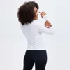 Lu Yoga Align Mesh Long Women Sleeve Tシャツスポーティートップフィットネス服Femme Round NeckSlimフィッティングワークアウトスウェットシャツレモンLLジョガーヨガ-08 2024