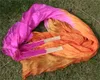 Stage Wear 1 Pair Silk Veils Dance Fans Handmade Dyed Bamboo Ribs Belly Dancing Long Gradient Rose Orange Can Be Customized