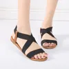 Sandals Solid Flat With Women's Shoes On Sale 2024 Fashion Summer Elastic Band GLADIATOR Fabric