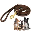 Dog Collars Soft Braided Puppy Gift Small Medium Large Outdoor With Carabiner Cowhide Leather Leash Pet Supplies Handle Strong Training