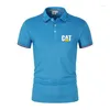 Polos masculinos camisa polo escavadeira de algodão trabalho elegante casual ao ar livre manga curta esportes de secagem rápida