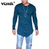 Spring Long Style Hip Hop T -shirt Fullärmar Slim Fit T Shirts Men Round Neck Asymmetry Streetwear Tshirt Topps Storlek 5xl 240124