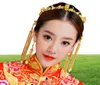 Klassisk huvudbonad kinesisk stil bröllop hårtillbehör Phoenix Coronet guldfärg hårnålar örhängen brud krona JCE0679890709