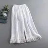 Pantalon Femme Vintage Broderie Dentelle Femmes Coton Lin Été Japonais Kawaii Mori Fille Couleur Solide Lâche Casual Pantalon Court