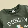 Kledingsets Waggel Baby Boy St. Patrick S Day-outfits Lange mouw Letterprint Sweatshirt met ronde hals Joggerbroek Lente