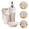 Bath Accessory Set Shampoo Five Piece Bathroom Soap Dispenser Bottle Tooth Brush Holder Foaming Hand Travel