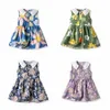 Baby Girls Flower Printed Dress Princess Kids Clothes Children Toddler Flower Print Birthday Party Clothing Kid Youth White Skirts size 70-130cm i2kN#