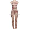 2024 Designer Tracksuits à manches sexy le leggings de bodys sans manches Mesh Two Piece Sets Femmes Spring Summer Sheer Printing tenues Voir à travers des vêtements en gros