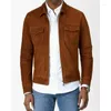 Men's Jackets Brown Retro Suede Leather Denim Style Jacket Fashionable Trend