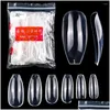 Falska naglar 500/600 st akryltryck på konsttips flinger Clear Coffin Gel Extension System Fake Nail Manicure Tool Drop Delivery Health Otdcf