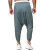 Pantalons pour hommes Hommes Baggy Baggy Loose Taille élastique Coton Lin Plissé Profond Entrejambe Pantalon de survêtement Pantalones Hombre