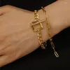 Link Bracelets Fashion Stainless Steel Square Cuban Chain OT Buckle Gold Plated Bracelet For Women Luxury Kpop Jewelry Party 2024