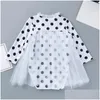 Haarschmuck Mädchen Sommerkleid Kletterrock Polka Dot Print Rundhalsausschnitt Langarm Schleife Geschlechtsneutral Babykleidung Einfach Drop De Otwvn