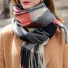 Vinter 100% Real Wool Checkered Scarf Women Plaid Cashmere Scarves Lattice Stor sjal och Wraps Ladies Warm Echarpe Pashmina 240201