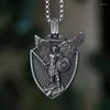 Pendentif Colliers En Gros En Acier Inoxydable 316L St Michael Dragon Collier Punk Rock Vintage Chaîne Boyfriend Cadeau Collectionner Bijoux