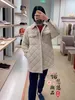 Women Downs Winter loro Cotton-padded Jacket Coats with Patchwork Rhombic Loose Knit Collar piana