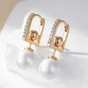 Örhängen WBMQDA unika pärlor droppörhängen för kvinnor 585 rosguldfärg med vit naturlig zirkon Trendiga smycken Tillbehör 230831