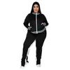 Plus la taille L-5XL deux pièces ensemble femmes fermeture éclair haut rayé fente pantalon décontracté survêtement tenue correspondant ensemble Mujor gros goutte 240125