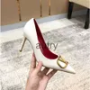 Brand Pumps Women High Heels Pointed Shoes Classics Metal V-buckle Nude Black Red Matte 6cm 8cm 10cm Thin Heel Womens Wedding Shoes 35-44