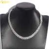 Hot selling drop shipping 10mm 925 sterling silver hip hop necklace iced out diamond moissanite cuban link chain