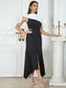 Casual Jurken Mode Elegant Zwart Wit Patchwork Asymmetrische Vrouwen Maxi Zomer Sexy Mouwloze Slanke Runway Verjaardagsfeestje Jurk