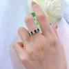 Cluster Rings Spring Qiaoer Vintage 925 Sterling Silver Oval Cut Created Moissanite Emerald Gemstone Wedding Band Fine Jewelry