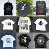 Homens camisetas Vtg Angustiado Saint Manga Curta High Street Ts Koppen Vestido Vintage Relatório Hip-Hop Solto T-shirt Tendência Ampj