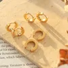 Wholesale 18k Gold Plated Stainless Steel Simple Colorful Mini Small Flat Geometric Round Hoop Earrings for Women