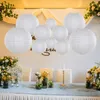 30pcs White Paper Lantern Balls 4''-12'' Hanging Round Handmade Lanterns Wedding Birthday Party Holiday Home Decoration Foldable 240127