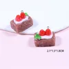Dijes 10 Uds lindo colgante de resina de pastel de flor de fresa para fabricación de joyería DIY artesanía pendiente pulsera accesorios para casa de muñecas