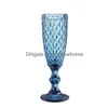 Wine Glasses European Style Embossed Champagne Stained Glass Beer Goblet Vintage Household Juice Drinking Cup Cocktail 150Ml Drop De Dhzif