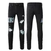 Jeans para hombres Diseñador Jeans elásticos ajustados y perforados para bicicletas Blanco Negro Azul Slim Fit Hip Hop Jeans para hombres 28-40 Amirs de alta calidad