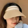 Berets Women Cap Sunscreen Summer Hats Firm Stitching Big Brim Sun Hat Adjustable Empty Top Straw Fishing Vacation Beach Caps