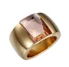Kvinnor mode rostfritt stål ringkvalitet österrikisk kristallblå grön röd sten ring kvinnlig titan guld vigselring band6124514