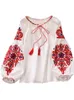 EWQ Sweet Style Women Pullover قمصان التطريز المرقور ضمادة Vneck فانوس فانوس ربيع الصيف بلوزة SN0235 240202
